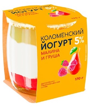 Йогурт "Коломенский" с  мдж 5% "Малина-груша" 170гр
