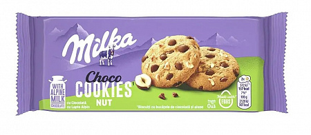 Печенье MILKA с кусочками молочного шоколада и дроблёного фундука 135г