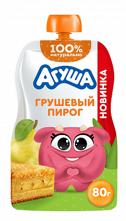 Пюре АГУША Фруктовое со злаками со вкусом Грушевой пирог с 8мес 80г д/п