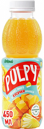 Напиток сокосодержащий PULPY Ананас-Манго 0,45л п/б