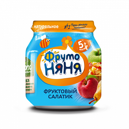 Пюре ФРУТОНЯНЯ фруктовый салатик с 5мес 100г с/б