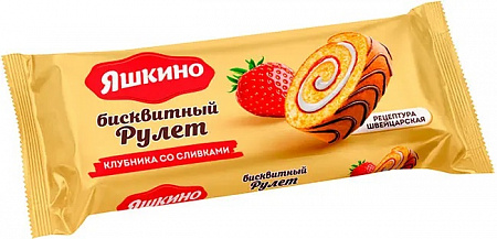Рулет ЯШКИНО Клубничный со сливками 200г 