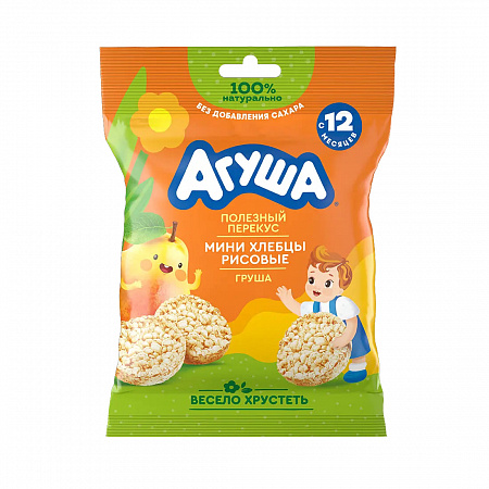 Хлебцы Агуша рисовые мини с грушевым соком 30г