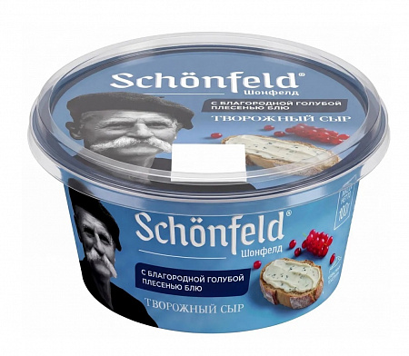 Сыр Schonfeld творожный сливочный с голубой плесенью Блю 65% стакан 100г Продукт без ЗМЖ