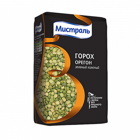 Крупа горох МИСТРАЛЬ зеленый колотый 500г