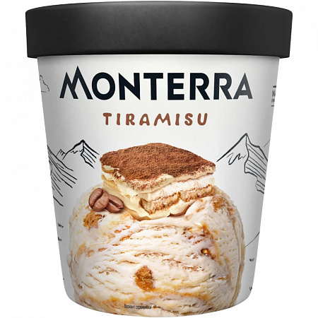 Мороженое Monterra пломбир с сыром Маскарпоне и кусочками печенья Тирамису 480мл