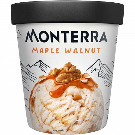 Мороженое Monterra пломбир с Кленовым сиропом и карамелизированным грецким орехом 480мл