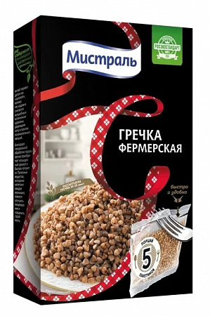 Крупа гречневая МИСТРАЛЬ Фермерская 400г (5*80г) в/п