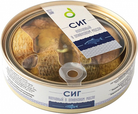 Сиг ECOFOOD копченый в оливковом масле 160г ж/б