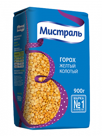Крупа горох МИСТРАЛЬ желтый колотый 900 г