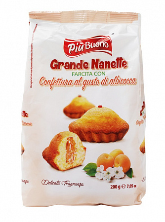 Бисквит PIU BUONO Grande Nanette с абрикосовой начинкой 200г