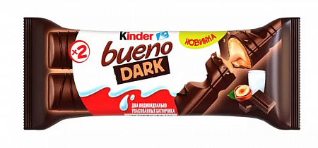 Вафли KINDER BUENO в темном шоколаде T2 43г
