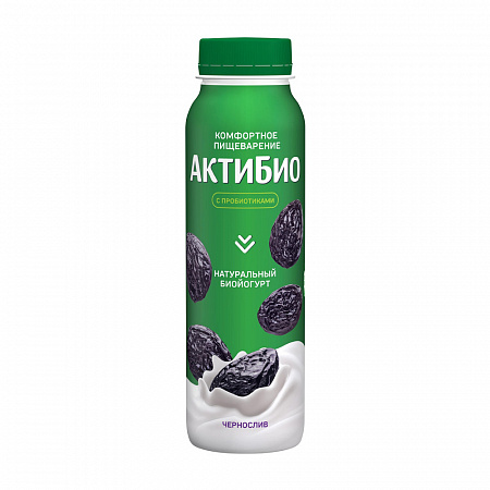 Биойогурт АктиБио питьевой чернослив 1,5% 260г без ЗМЖ