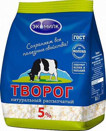 Творог натуральный рассыпчатый "Экомилк" 5% 350 г