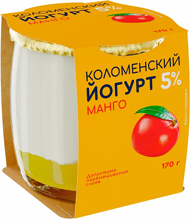 Йогурт "Коломенский" с мдж 5% "Манго" 170гр