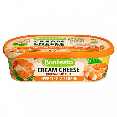 Сыр Кремчиз мягкий Bonfestо с креветками и зеленью  65% 140гр