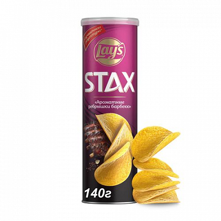 Чипсы картофельные LAYS STAX Ребрышки Барбекю 140г