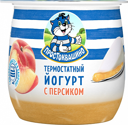 Йогурт ПРОСТОКВАШИНО термостатный персик 3,4% 160г Продукт без ЗМЖ
