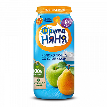 Пюре ФРУТОНЯНЯ из груш и яблок с 5мес 250г с/б