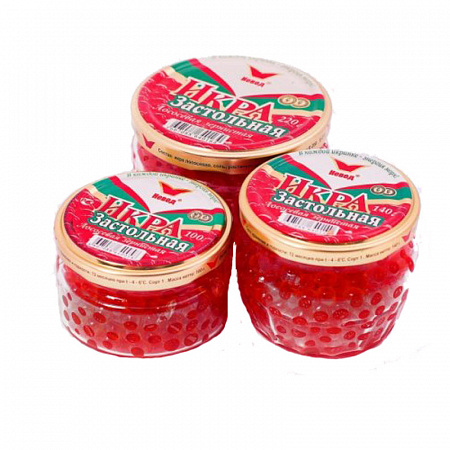 Икра лососевая зернистая Застольная 100г с/б