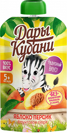Пюре Дары Кубани яблок/персик с 6мес  90мл д/п