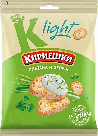 Сухарики Кириешки Light Сметана и зелень 80г