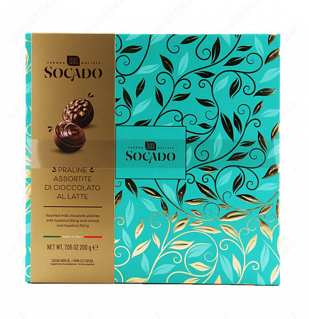 Конфеты SOCADO Tiffany Leaves ассорти с пралине и злаками 200г