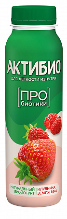 Биойогурт АктиБио питьевой клубника-земляника 1,5% 260г без ЗМЖ