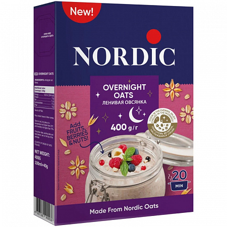 Хлопья NORDIC овсяные Ленивая овсянка 400г