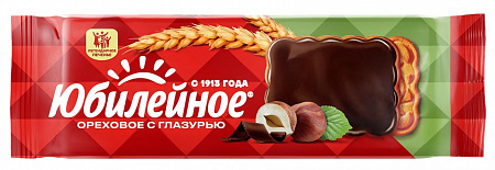 Печенье БОЛЬШЕВИК Юбилейное ореховое с глазурью 116г ф/п 