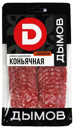 Колбаса ДЫМОВ Коньячная с/к 90г нарезка