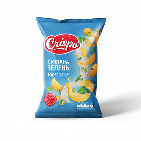 Чипсы CRISPO со вкусом сметаны и зелени 70г