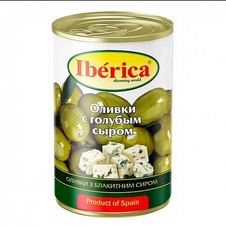 Оливки IBERICA с голубым сыром 300г ж/б