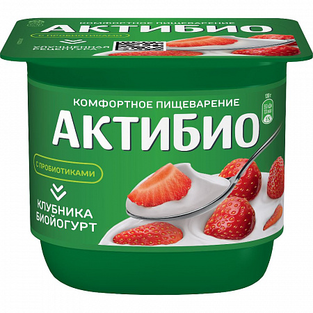 Биойогурт АктиБио клубника 2,9% 130г без ЗМЖ