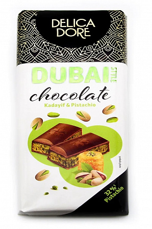 Шоколад DELICADORE Dubai style молочный с фисташково-ореховой начинкой с кадаифом 98г